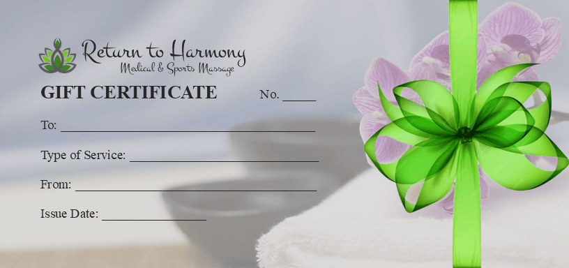 Gift Card w Bow Massage Gift Cards at Return to Harmony in Draper, UT